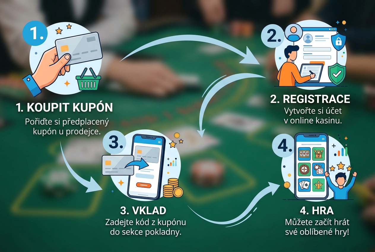 Infografika procesu vkladu přes Paysafecard